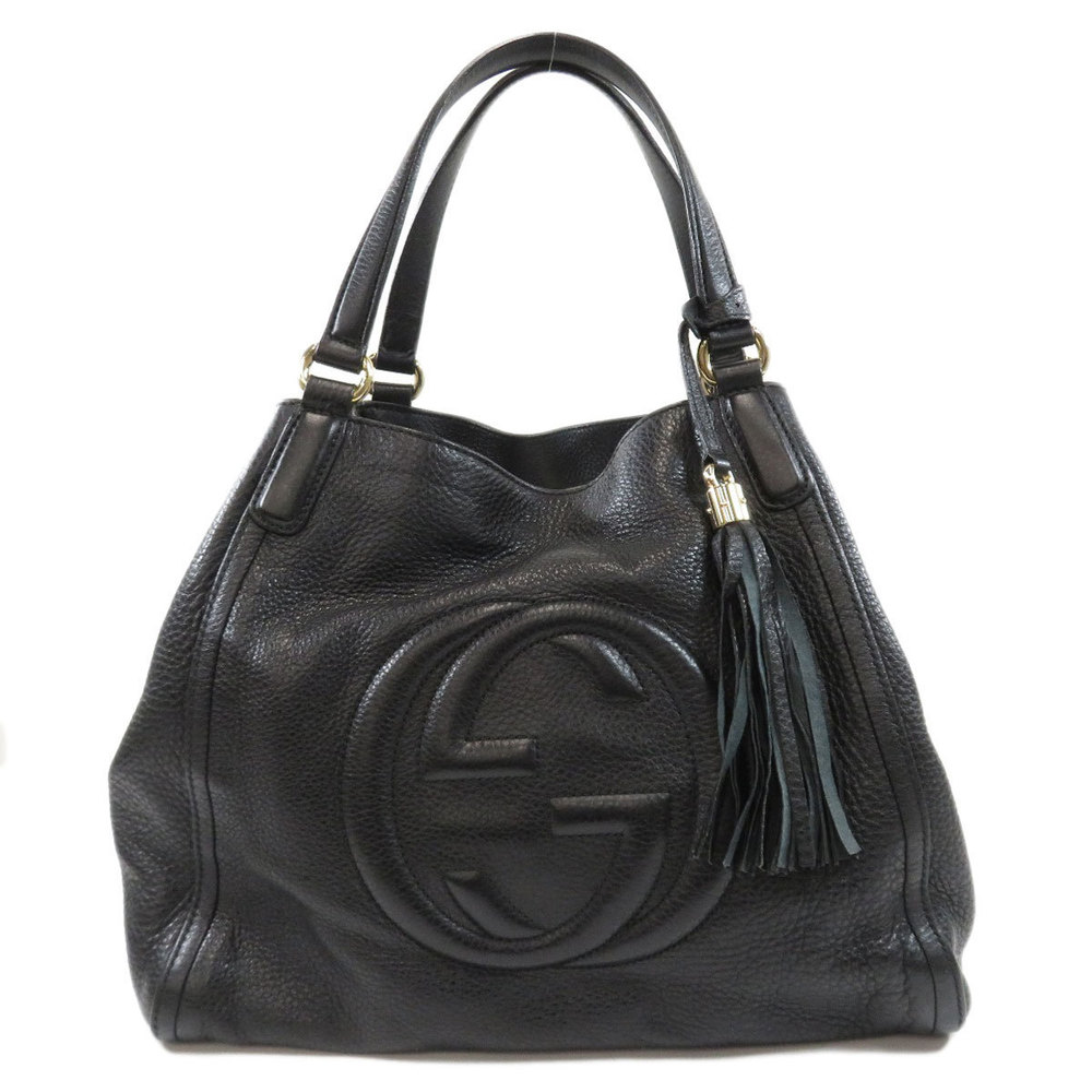 Gucci GG Tote Bag Calf Leather Black Handbag